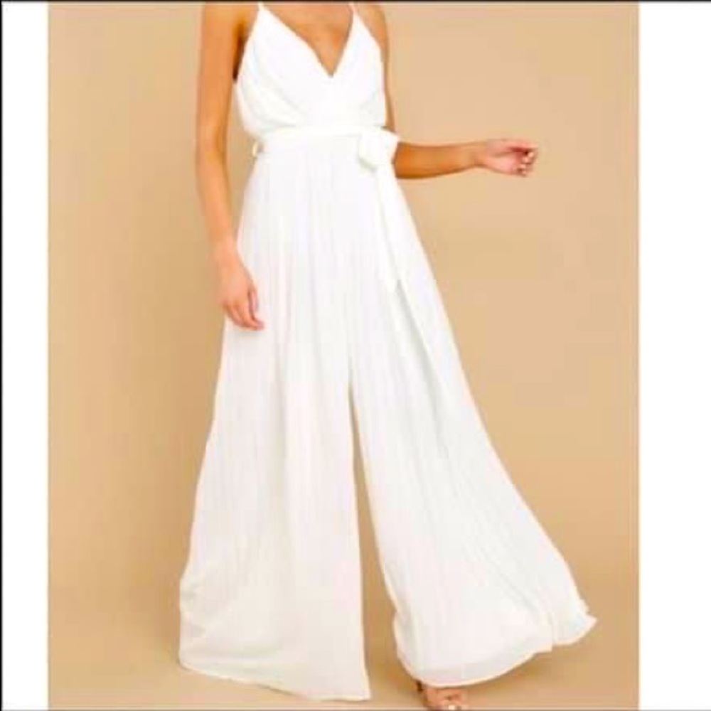 White Pleated Jumpsuit